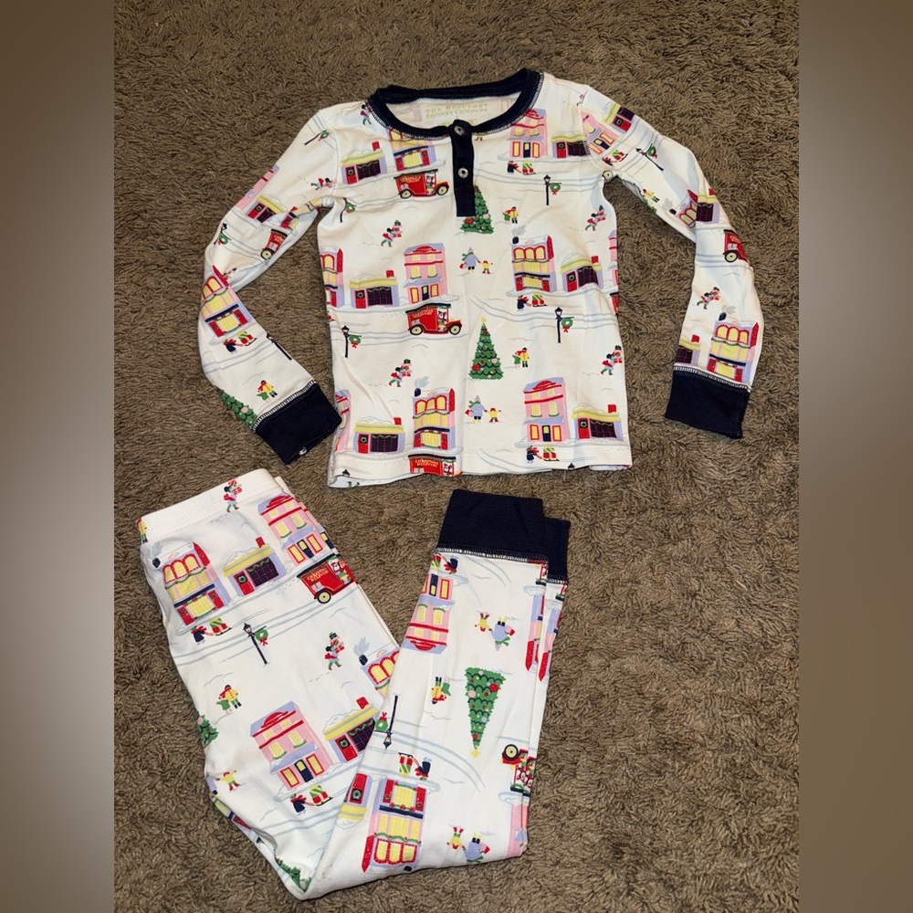 Festive Kids Pajamas Set - White with Multicolor Print